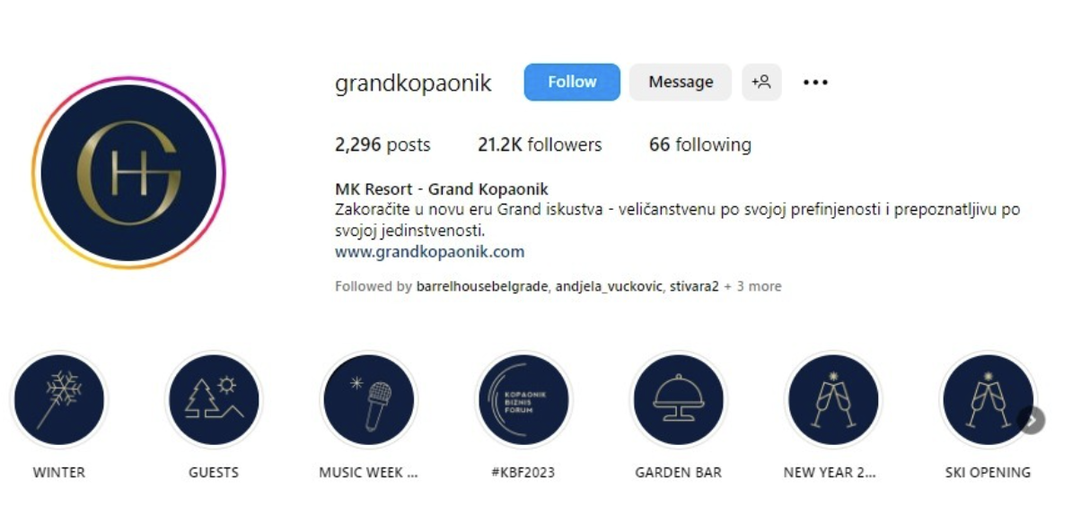 Grand Hotel Kopaonik Instagram